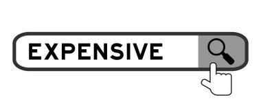 Beyaz arkaplanda büyüteç simgesini devretmek için sözcük olarak arama paneli pahalı