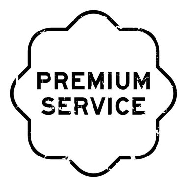 Grunge siyah premium servis kelime kare kauçuk mühür beyaz arka planda