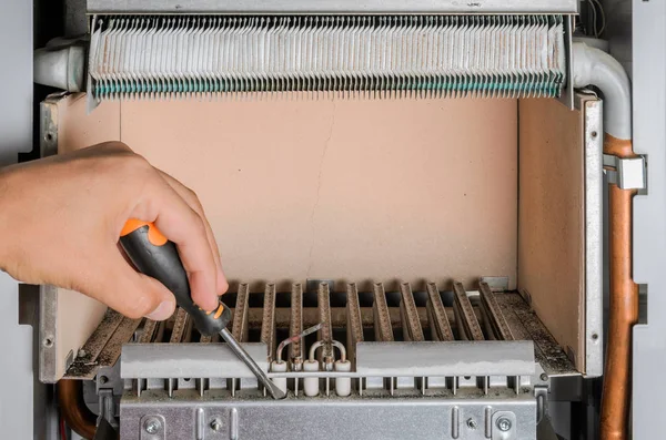 Reparación Calefacción Caldera Quemador Gas —  Fotos de Stock