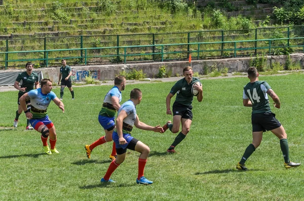 Lvov Ukrajina 2018 Sportovci Hrát Rugby Míčem — Stock fotografie
