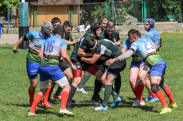 Lviv Ucrânia Maio 2018 Atletas Jogam Rugby Com Uma Bola — Fotografia de Stock