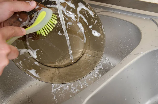 Dishwasher Washes Dishes Detergent — Stock Photo, Image