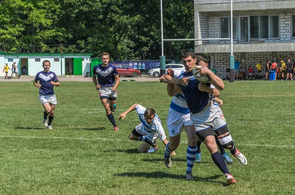 Lviv Ucrania Junio 2018 Los Atletas Juegan Rugby Con Una —  Fotos de Stock