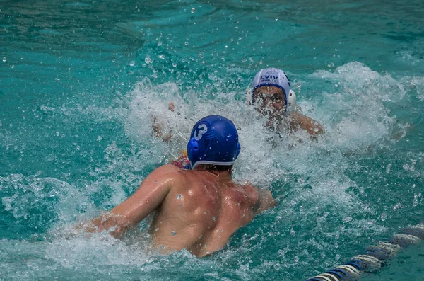 Lviv Ucrânia Junho 2018 Atletas Jogam Piscina Polo Aquático — Fotografia de Stock