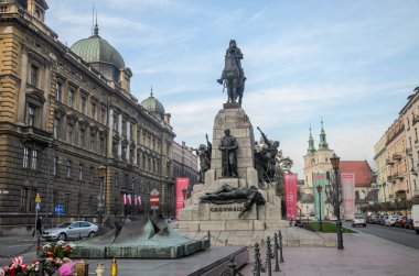 Polonya, Krakow - Kasım 2018: Anıt Grunwald, Krakow, Polonya