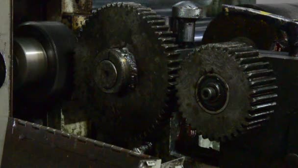 Grote Versnellingen Olieverf Een Industriële Machine — Stockvideo