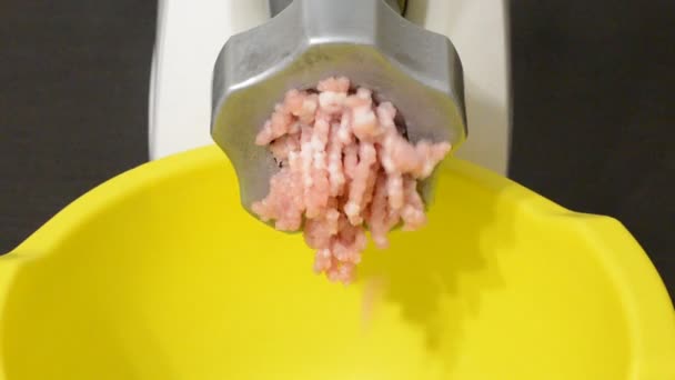 Electronic Meat Grinder Grinds Meat Mince — Stock Video