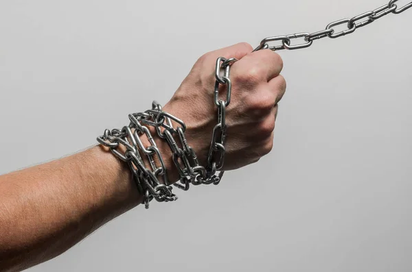 Hands Chained Isolated White Background — Stock Photo, Image