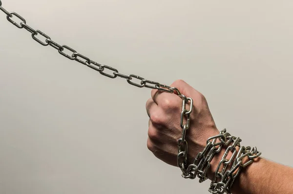 Hands Chained Isolated White Background — Stock Photo, Image