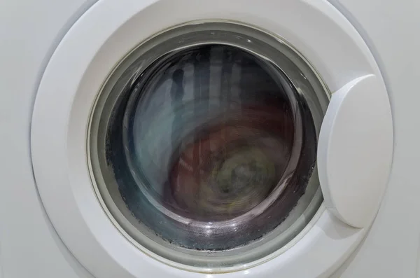 Washing Machine Drum Washes Colorful Clothes — Stock Photo, Image