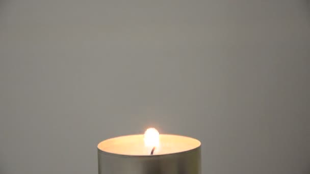 Candle Goes Out White Background — Stock Video