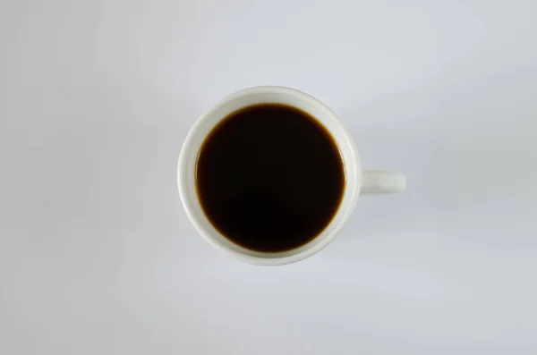Weiße Tasse Kaffee Isoliert Auf Weißem Hintergrund Draufsicht — Stockfoto