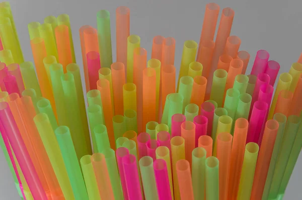 Multicolored plastic tubes for cocktails and drinks