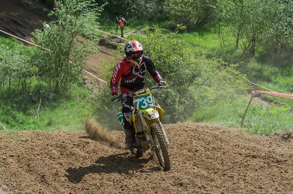 Lviv Ukraina Maj 2019 Atlet Motorcykel Racer Rider Och Hoppar — Stockfoto