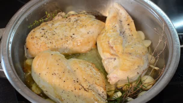 Chicken Breast Fried Pan — Stock Video