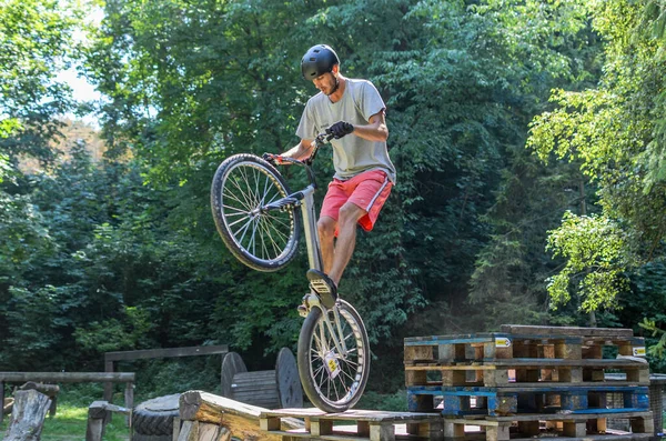 Lviv Ucrania Agosto 2020 Atleta Participa Una Prueba Bicicleta Deportiva — Foto de Stock