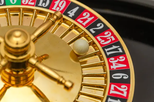 Roue Roulette Casino Avec Numéros Rouges Noirs Gros Plan Numéro — Photo