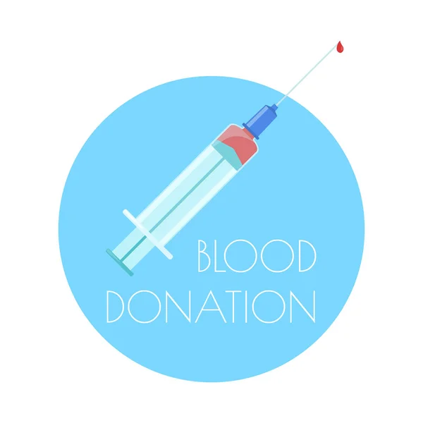 Vér adományozása poszter egy fecskendővel — Stock Vector