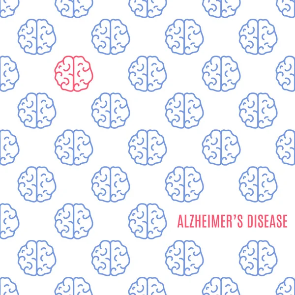 阿尔茨海默病的海报 健康的大脑和一个受疾病影响的医学模式 上图解剖标志 慢性神经退行性疾病的象征 内部器官向量例证 — 图库矢量图片