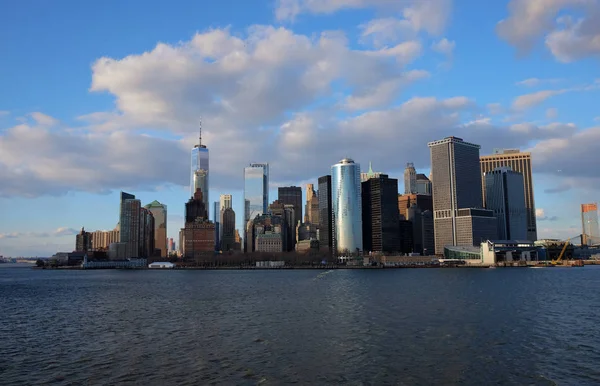 Skyline Nueva York Con Rascacielos Urbanos Sobre Río Hudson Manhattan — Foto de Stock