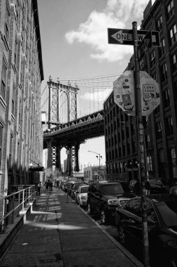 View of Manhattan bridge in New York City clipart