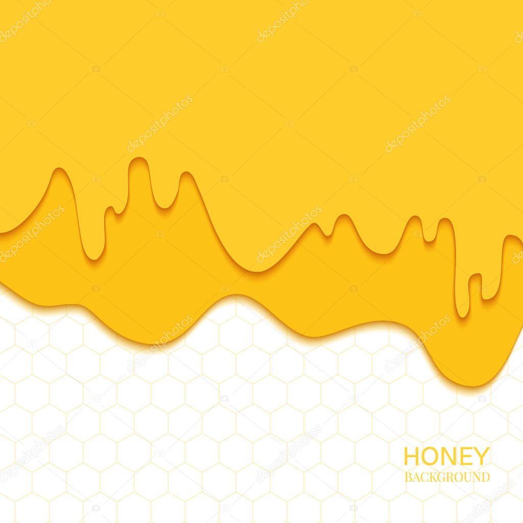 Delicious fresh dripping honey on white background