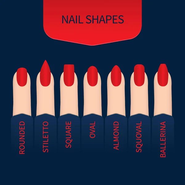 Conjunto de formas de uñas para manicura profesional — Vector de stock