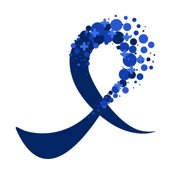 Ruban de sensibilisation bleu pour le cancer de la prostate et du côlon — Image vectorielle