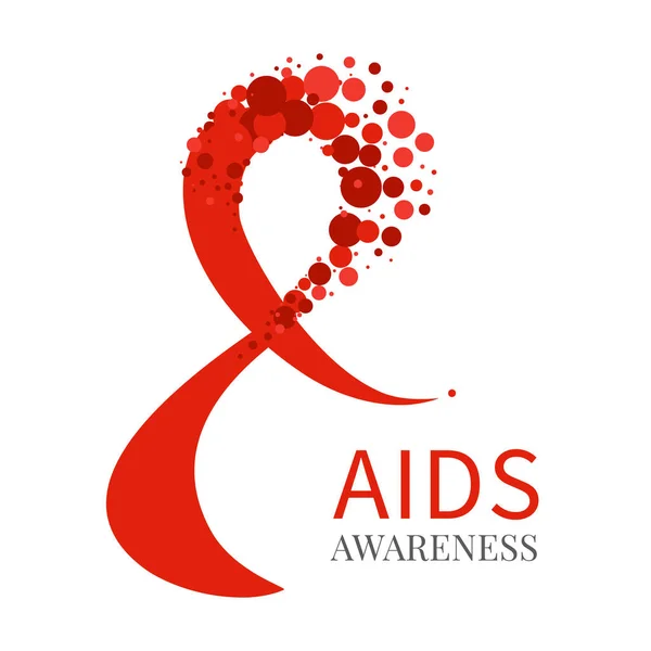 Journée mondiale de lutte contre le sida affiche ruban rouge — Image vectorielle