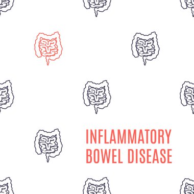 İltihabi bağırsak hastalığı bilinci poster. Tıbbi desen sağlıklı bağırsak ve bir hastalık tarafından etkilenen. İnsan vücudu organı IBD bozukluğu. Vektör çizim. 