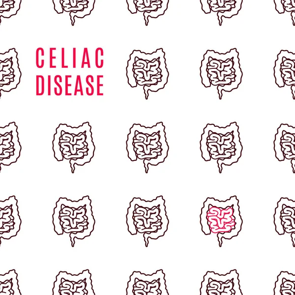 Celiaki Medvetenhet Affisch Medicinsk Mönster Friska Tarmar Och Påverkas Sjukdomen — Stock vektor