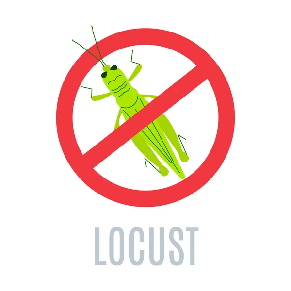 Ferma Segnale Delle Locuste Icona Parassitario Grasshopper Con Una Silhouette — Vettoriale Stock