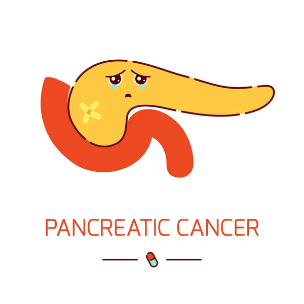 Cartel médico contra el cáncer de páncreas en estilo de dibujos animados — Archivo Imágenes Vectoriales
