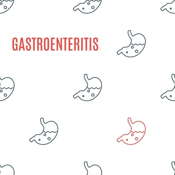 Gastroenteritis icono del estómago con dibujos cartel en blanco — Archivo Imágenes Vectoriales