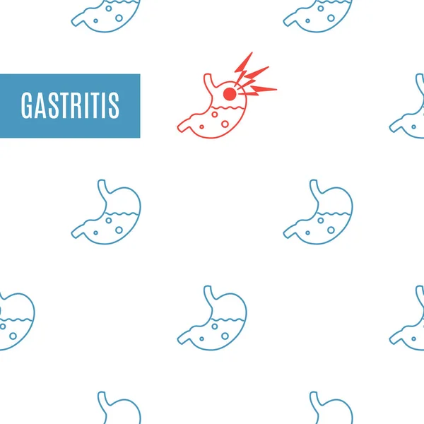 Cartel médico estampado icono de estómago gastritis en blanco — Archivo Imágenes Vectoriales