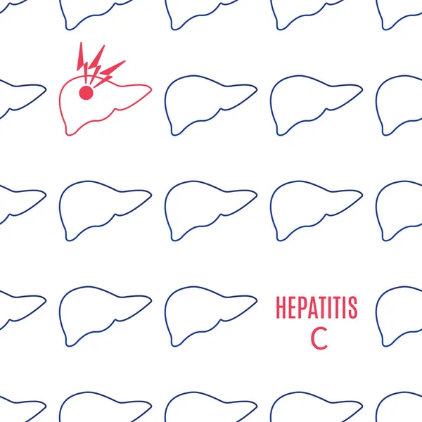 Hepatitis C icono del hígado con dibujos póster médico — Archivo Imágenes Vectoriales