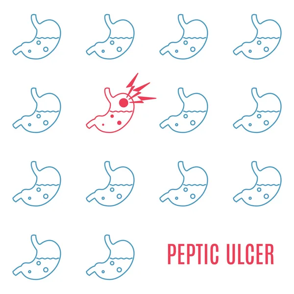Peptische maagzweer pictogram patroon medische poster — Stockvector