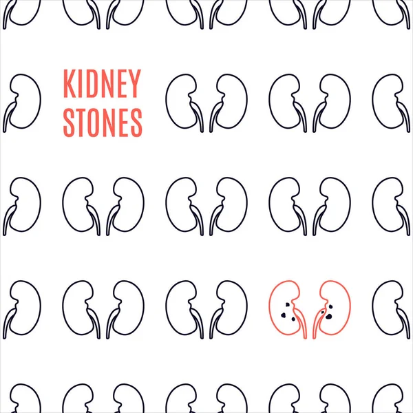 Piedras del riñón icono de la enfermedad con dibujos póster médico — Archivo Imágenes Vectoriales