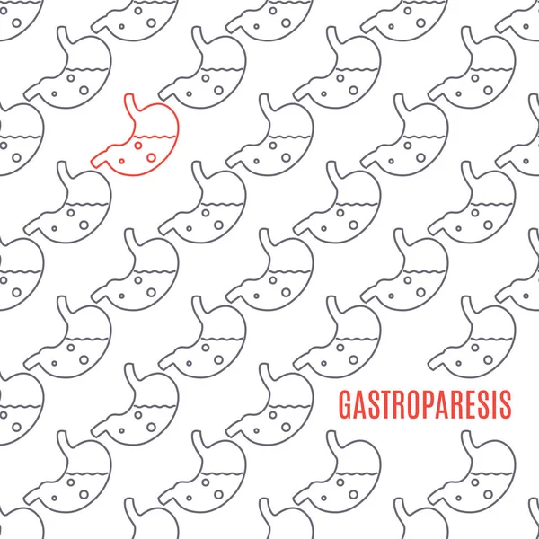 Gastroparesis stomach icon patterned poster in linear style — Stockový vektor