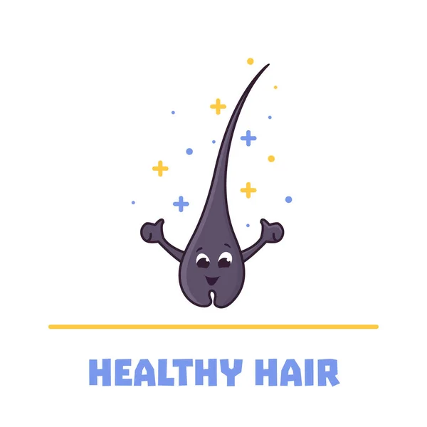 Zdravé vlasy folikul šťastný kreslený charakter ilustrace — Stockový vektor