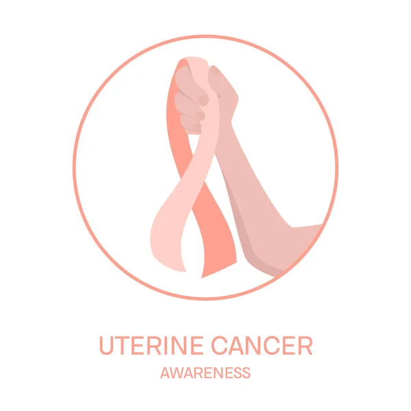 Uterine kanker bewustzijn lint in de hand medische illustratie — Stockvector
