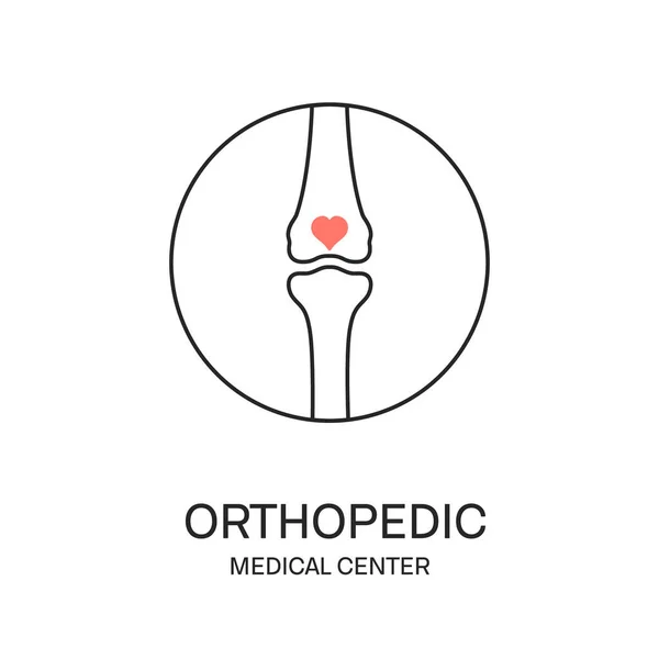 Ossos da articulação do joelho ortopedia clínica médica logotipo — Vetor de Stock