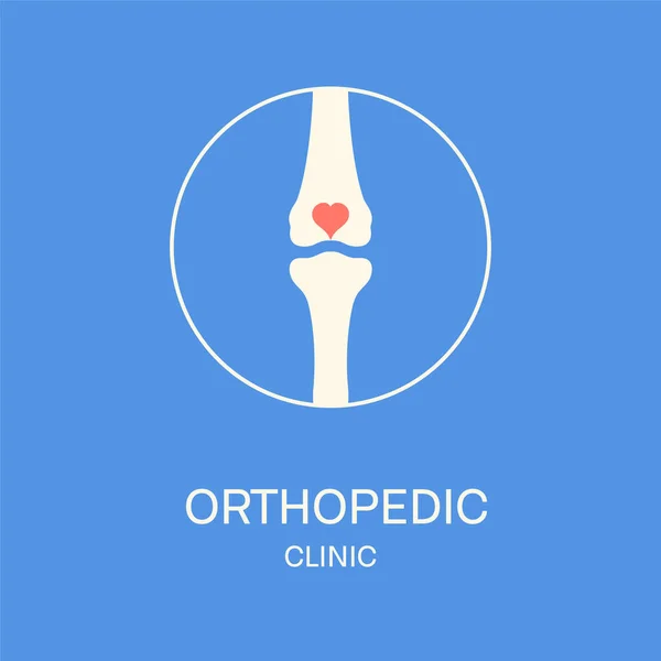 Rodilla huesos articulares ortopedia clínica emblema médico — Vector de stock