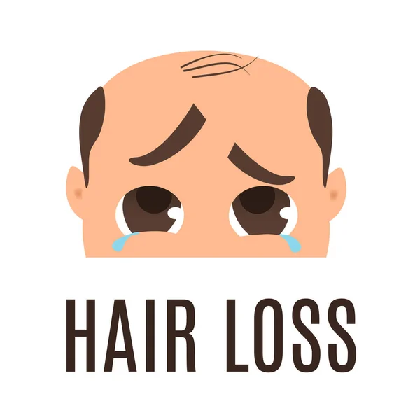 Pláč muž s problémy vypadávání vlasů plakát — Stockový vektor