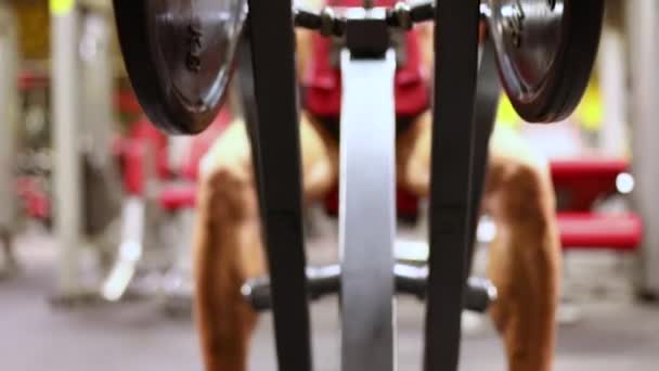 Спортсмен Виконує Вправи Горизонтальної Тяги Вільної Ваги Шлунка — стокове відео