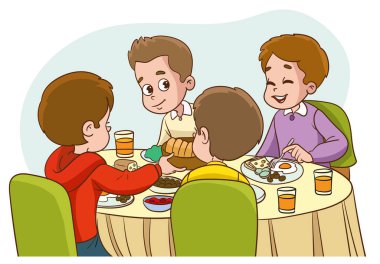 Masa yiyen çocukların resmi