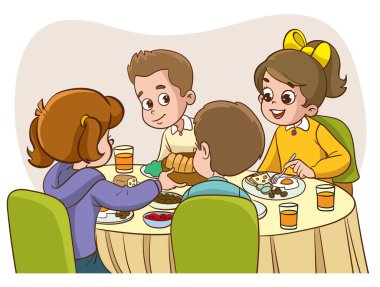 Masa yiyen çocukların resmi