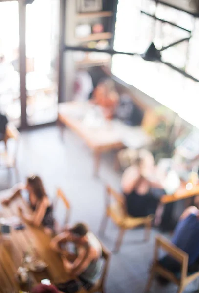 Sfondo Sfocato Persone Lavoro Stile Caffetteria Loft Vista Dall Alto — Foto Stock