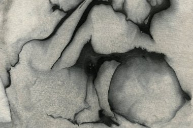 Soyut siyah mürekkep lekesi. Suluboya kağıdına Çin mürekkep arkaplanı. 