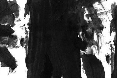 Soyut siyah mürekkep lekesi. Suluboya kağıdına Çin mürekkep arkaplanı. 